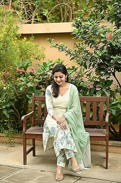 GoSriKi Women’s Rayon Viscose Straight Printed Kurta with Pant and Dupatta - Image 3
