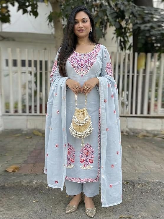 GoSriKi Kurta Sets for Women Viscose Embroidered - Image 5