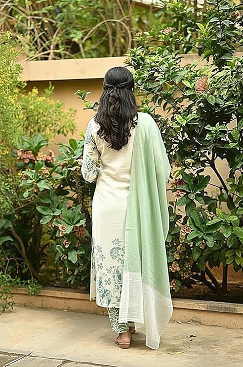 GoSriKi Women’s Rayon Viscose Straight Printed Kurta with Pant and Dupatta - Image 6