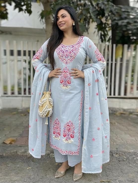 GoSriKi Kurta Sets for Women Viscose Embroidered - Image 4
