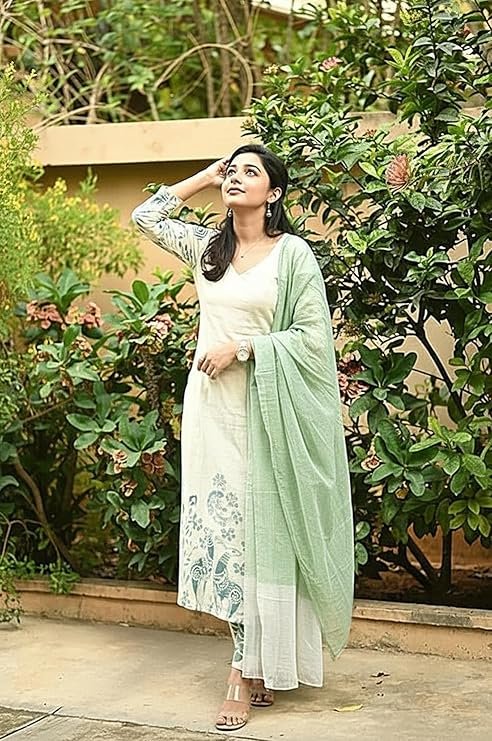 GoSriKi Women’s Rayon Viscose Straight Printed Kurta with Pant and Dupatta - Image 5